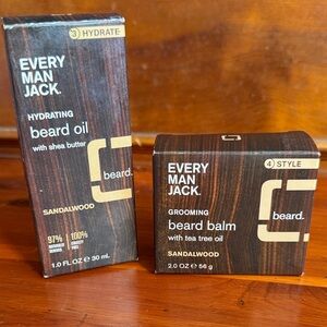 Every Man Jack Hydrating Beard Oil and Grooming Beard Balm Set - Brown
